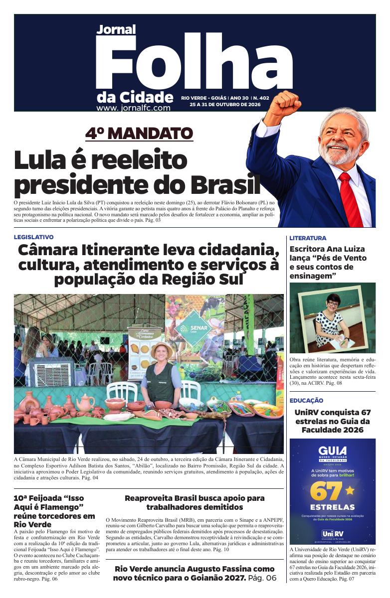 Capa do Jornal Folha da Cidade — edição 402